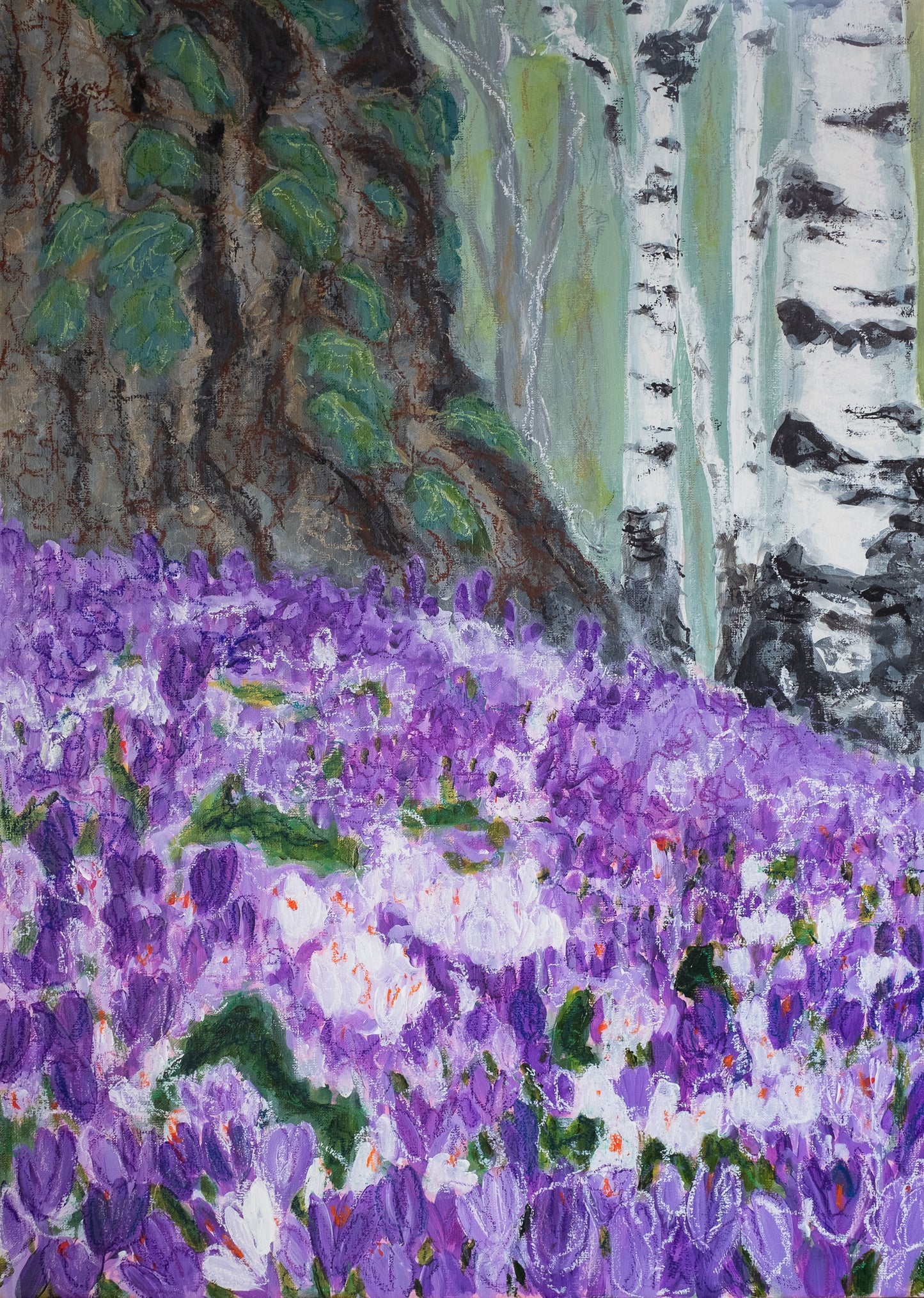 Painting Purple Crocus by Karin Frenay