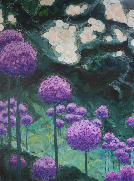 Purple Allium painting by Karin Frenay