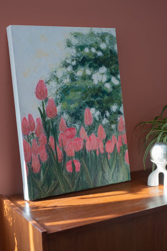 Painting Pink tulips by Karin Frenay