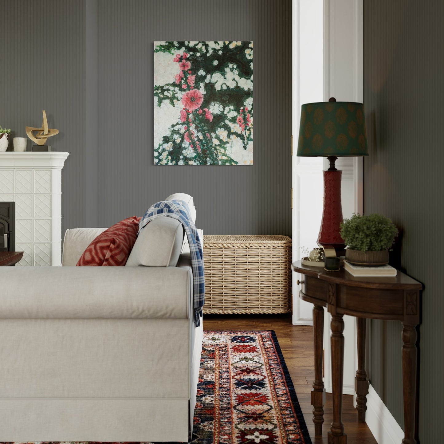 Painting Hollyhock s by Karin Frenay