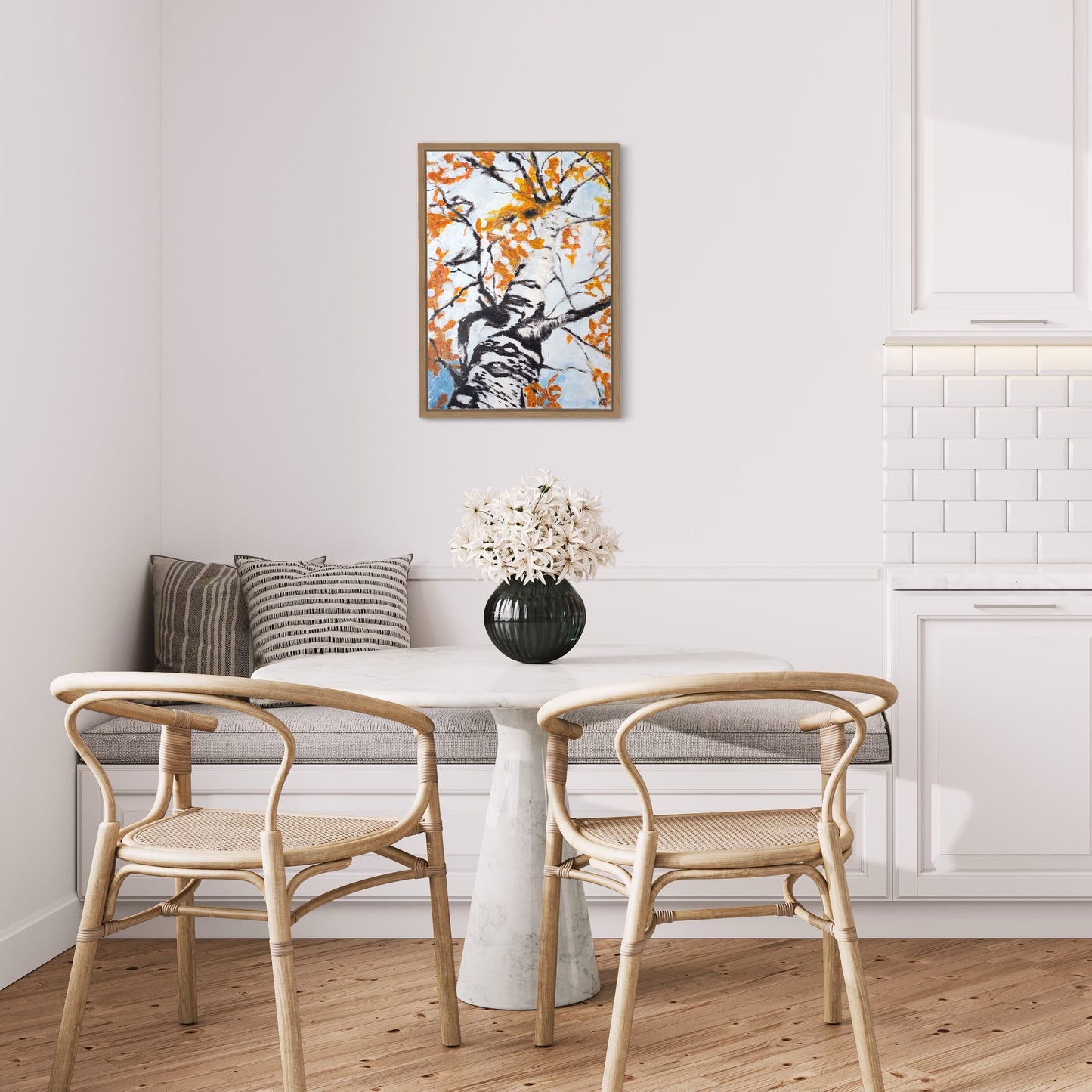 Into the Sky - Stand firmly on the ground and look up to the sky. Under a tree this is a special view. The leaves against the sky. It helps you to dream away, take a deep breath, what is possible?