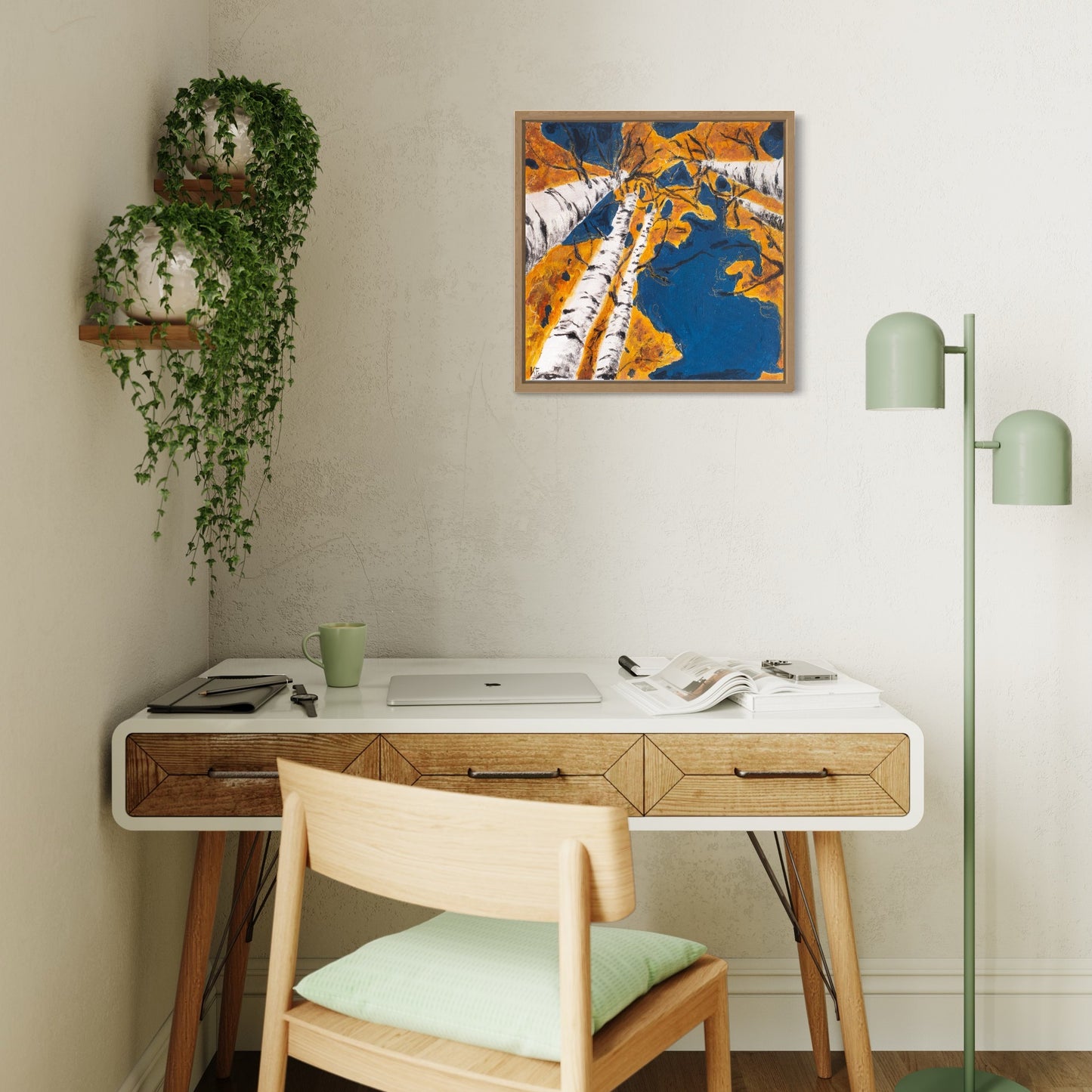 Into the sky 3 - I paint with acrylic on canvas and embellish the details with oil pastel. My goal is to make the artwork interesting from a distance and up close. Acrylic on canvas 50 x 50 cm