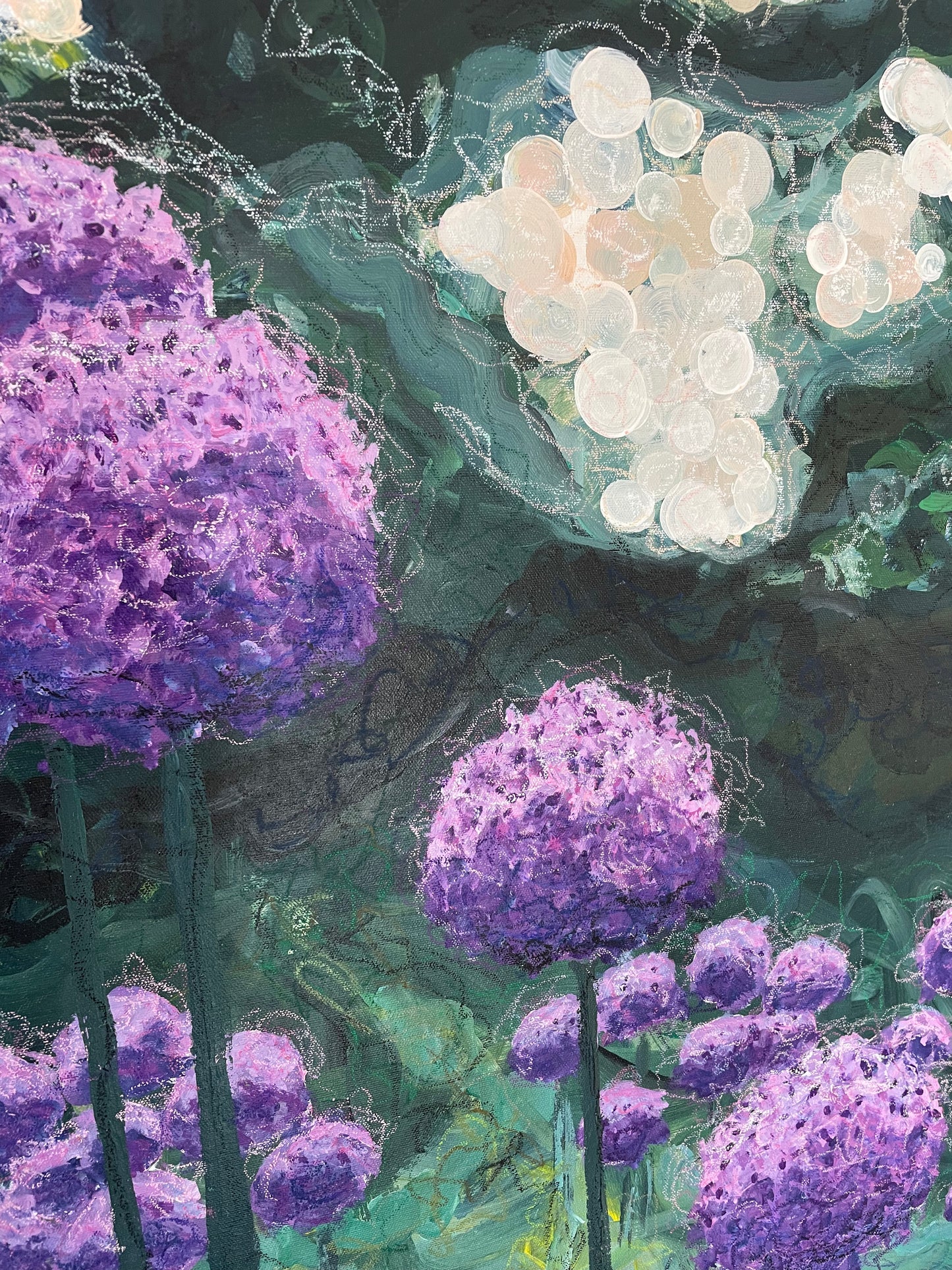 Purple Allium painting by Karin Frenay