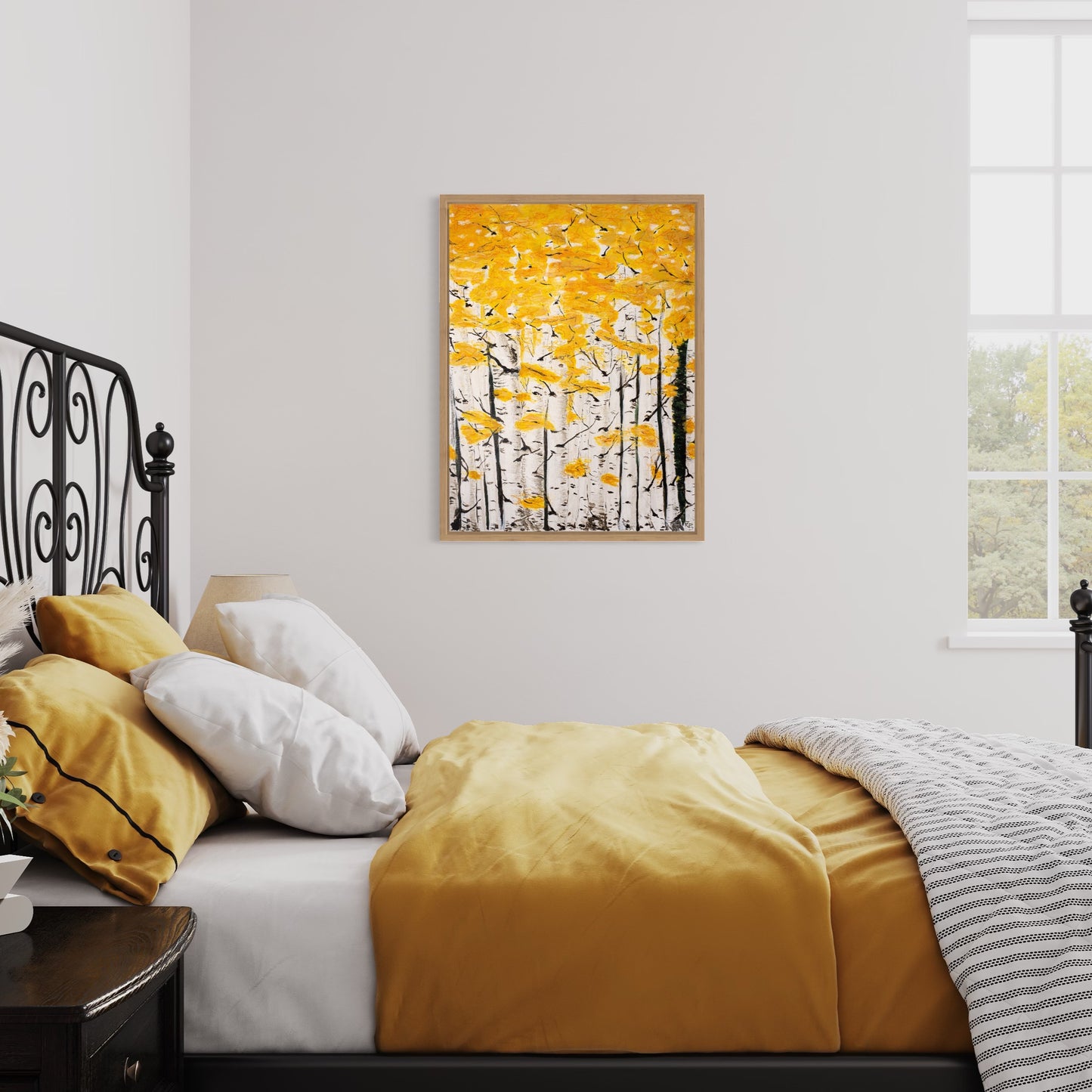 Whispers of Gold - The pure and warm look of this painting will light up your space. As if you look out the window and the forest is close at hand.